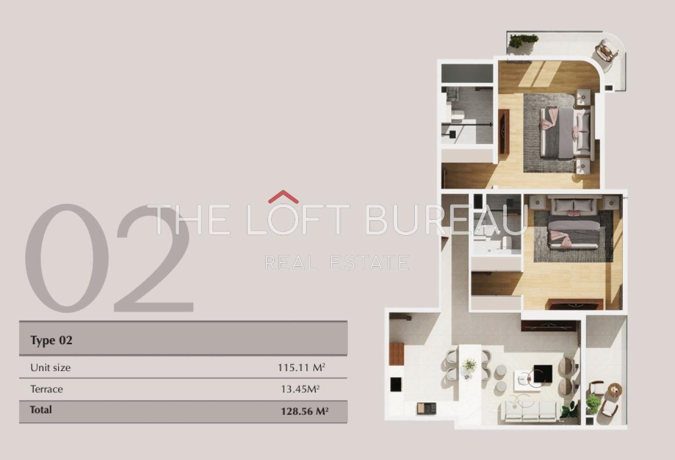 Spacious 2 Bedroom Home with Large Private Balcony