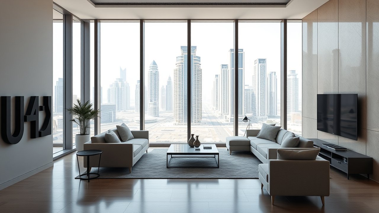 Modern smart apartment interior in Lusail Marina