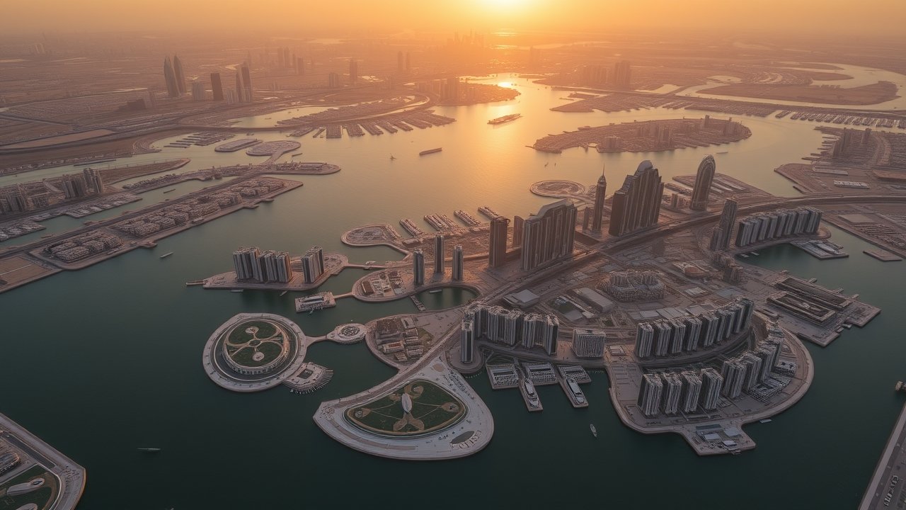 Aerial view of Lusail City smart city master plan