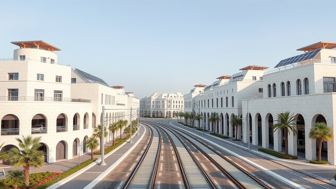 Sustainable architecture and tram lines in Msheireb Downtown Doha