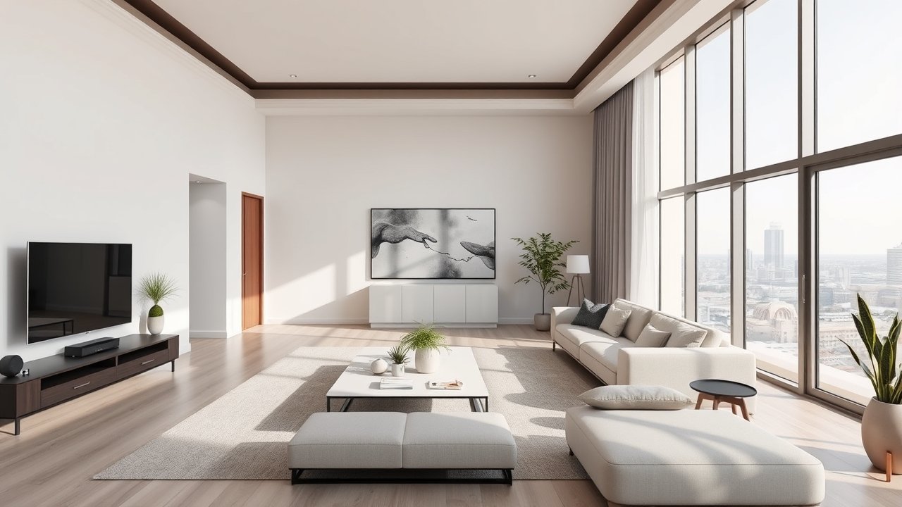 Smart home interior in a luxury Lusail apartment