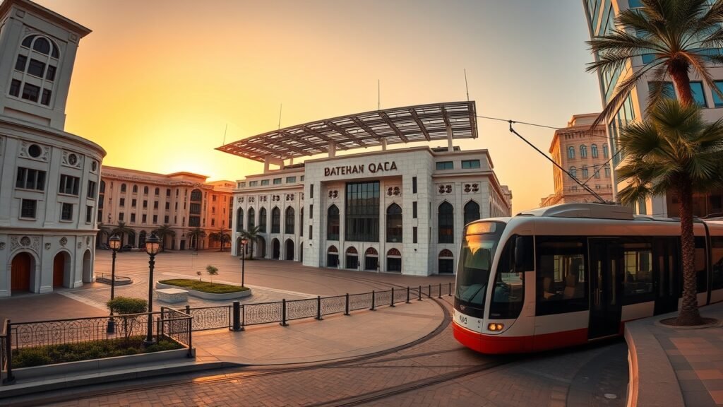 Msheireb Downtown Doha Barahat square sunset view