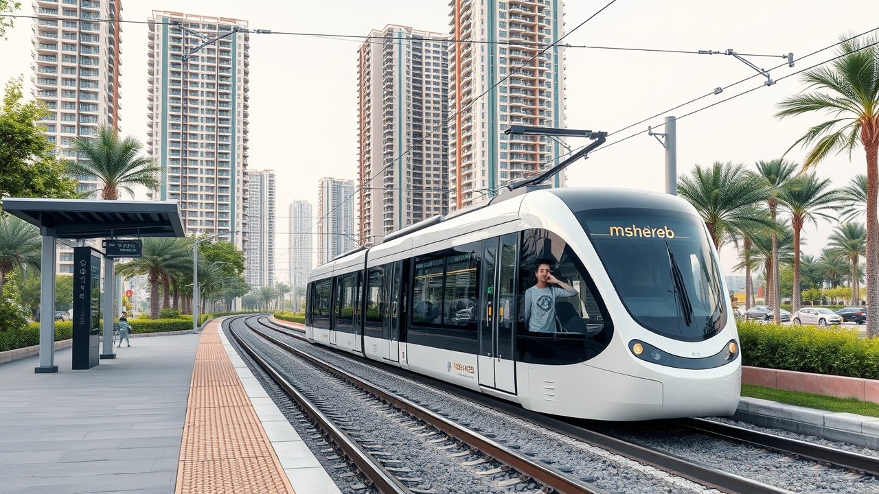 Sustainable Msheireb Tram system at station