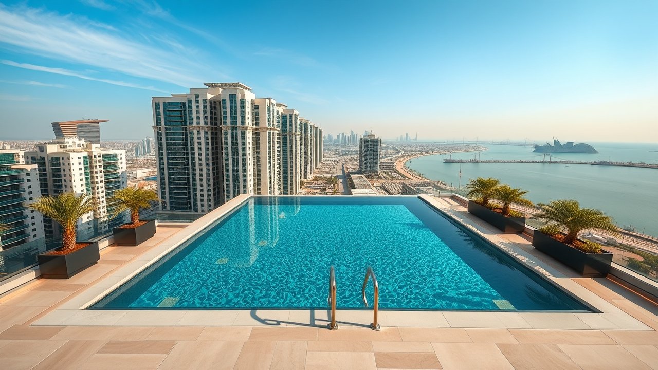 Rooftop infinity pool in Msheireb Downtown Doha