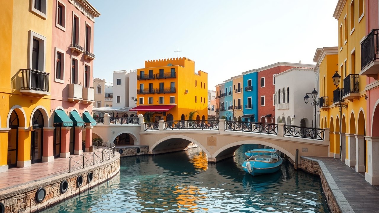 Venetian style canals of Qanat Quartier The Pearl